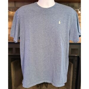 Polo Ralph Lauren Mens Blue Heathered Cotton Crew Neck T-Shirt Large Pony Logo